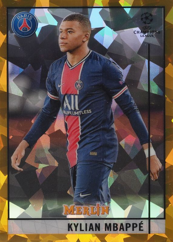 Kylian Mbappe 2020 Topps Merlin Chrome UEFA Champions League #100 Gold Atomic Refractor /50 PSA 10