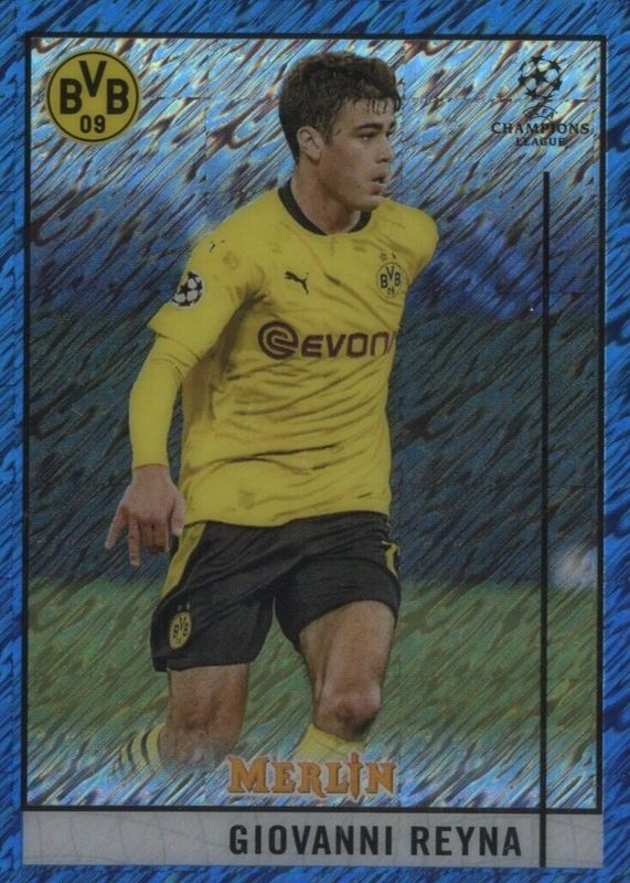 Giovanni Reyna 2020 Topps Merlin Chrome UEFA Champions League #11 Blue Shimmer Refractor /75 SGC 10