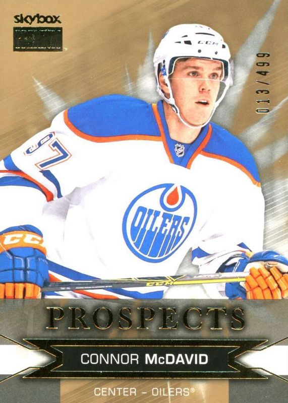 Connor McDavid 2015 Fleer Showcase #S20 SkyBox Premium Prospects /499 Rookie BGS 8