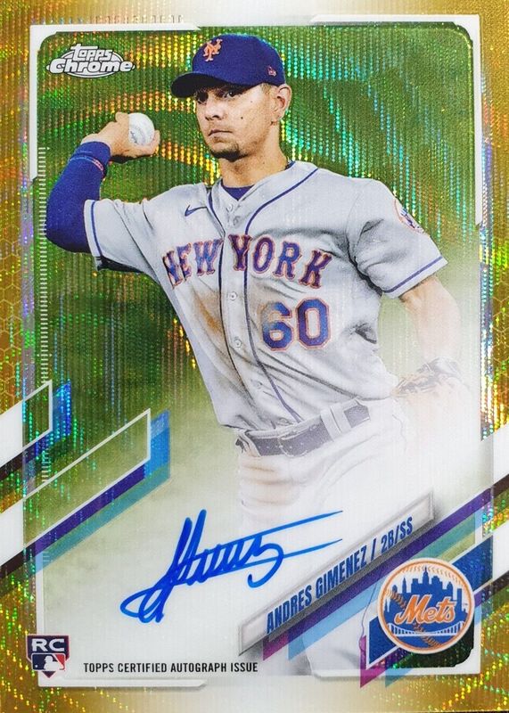 Andres Gimenez 2021 Topps Chrome #RA-AG Rookie Auto - Gold Wave Refractor /50 SGC 9