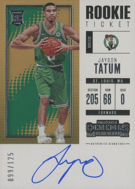 Jayson Tatum 2017 Contenders #103 Rookie Ticket Auto /125 BGS 10 PRISTINE