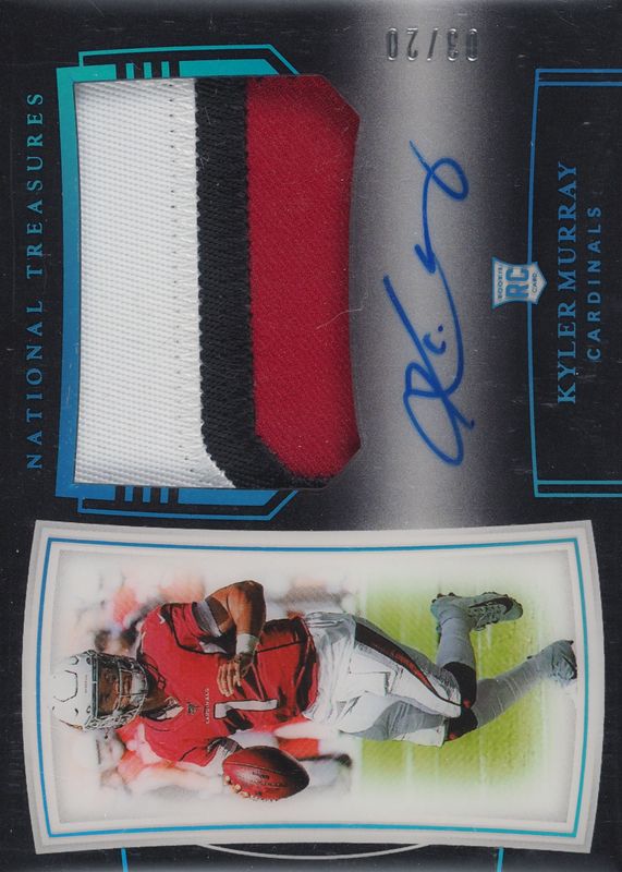 Kyler Murray 2019 National Treasures #161 Rookie Patch Auto - Midnight /20 Rookie SGC 9