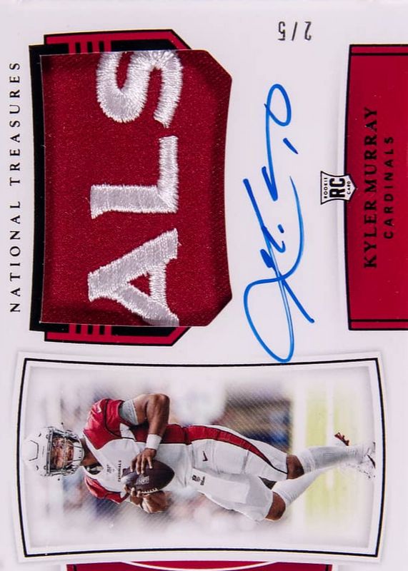 Kyler Murray 2019 National Treasures #161 Rookie Patch Auto - Black /5 Rookie PSA 10