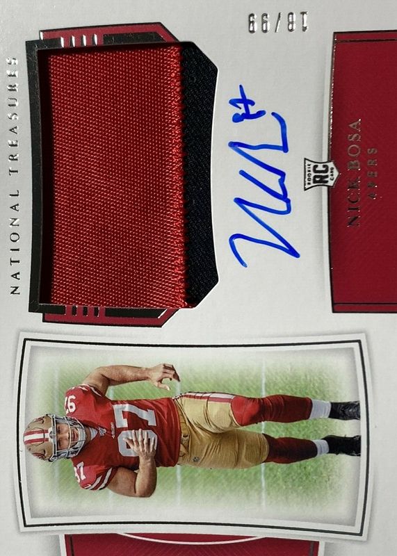 Nick Bosa 2019 National Treasures #165 Rookie Patch Auto /99 Rookie PSA 10