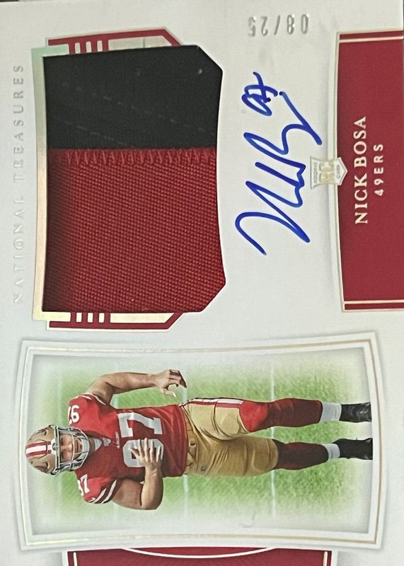 Nick Bosa 2019 National Treasures #165 Rookie Patch Auto - Holo Silver /25 Rookie BGS 9