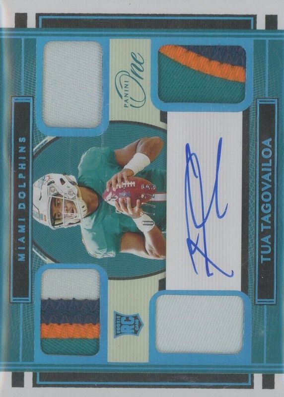 Tua Tagovailoa 2020 One #72 Rookie Quad Patch Auto - Blue (/25) PSA 10