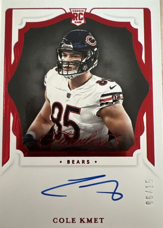 Cole Kmet 2020 Flawless #RSS-CKM Rookie Shadow Signatures - Ruby (/15) RAW