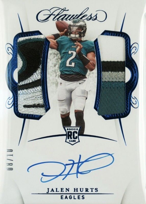 Jalen Hurts 2020 Flawless #RPA-JHU Rookie Patch Auto - Sapphire /10 Rookie SGC 10