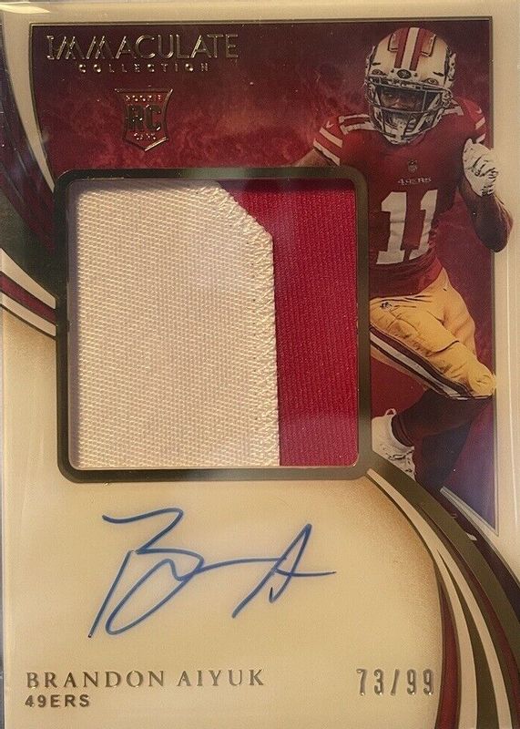 Brandon Aiyuk 2020 Immaculate #PPR-BAI Premium Patch Rookie Autographs (/99) Rookie RAW