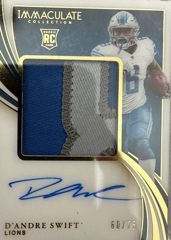 D'Andre Swift 2020 Immaculate #PPR-DAS Premium Patch Rookie Autographs (/75) PSA 10