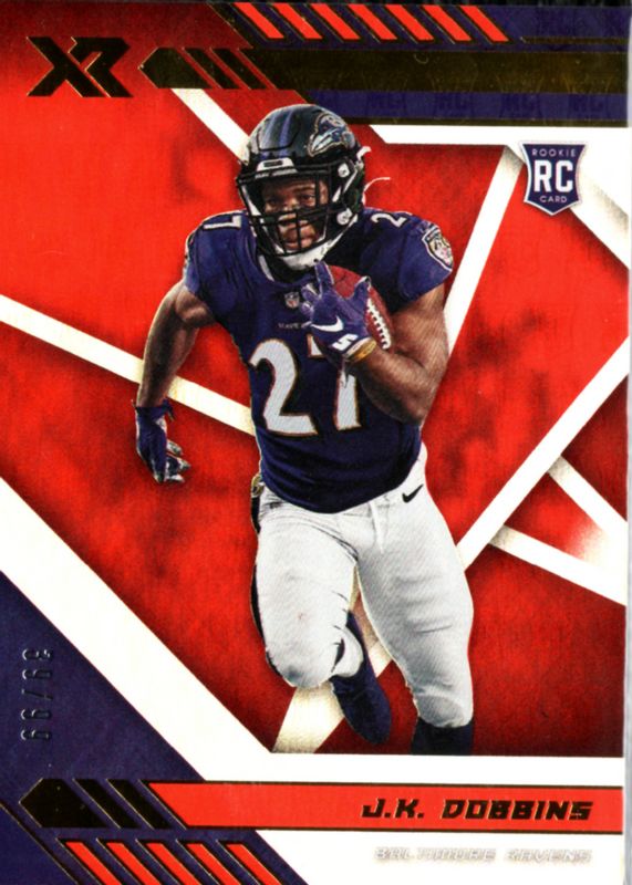 JK Dobbins 2020 XR #115 Orange /99 Rookie RAW
