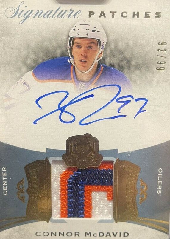 Connor McDavid 2015 Upper Deck The Cup #SP-CM Signature Patch (/99) Rookie BGS 7