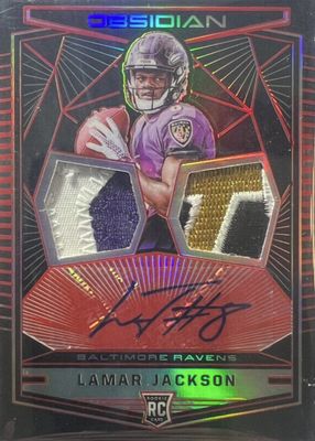 2018 Obsidian #2 Rookie Jersey Ink Dual Relics - Electric Etch Red /5