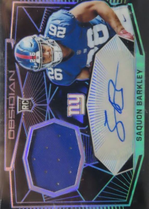 Saquon Barkley 2018 Obsidian #RJ-SB Rookie Jersey Autographs (/100) Rookie PSA 10