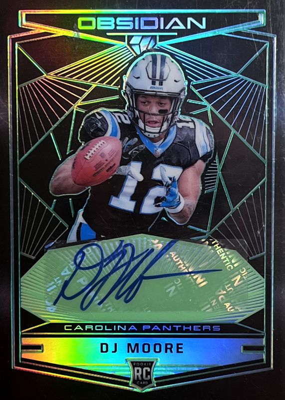 DJ Moore 2018 Obsidian #RKA-DM Rookie Autographs - Electric Etch Green (/25) PSA 10