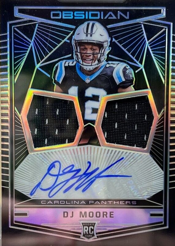 DJ Moore 2018 Obsidian #4 Rookie Jersey Ink Dual Relics (/100) Rookie PSA 8