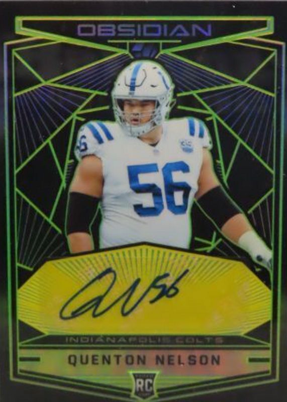 Quenton Nelson 2018 Obsidian #RKA-QN Rookie Autographs - Electric Etch Yellow /10 RAW