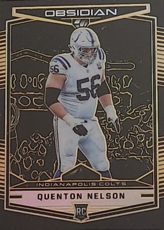 Quenton Nelson 2018 Obsidian #142 Electric Etch Orange /50 Rookie RAW