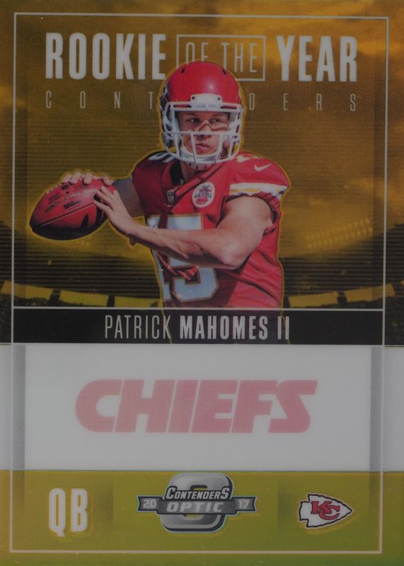 Patrick Mahomes II 2017 Contenders Optic #ROY-3 Rookie of the Year Contenders - Gold /10 PSA 9