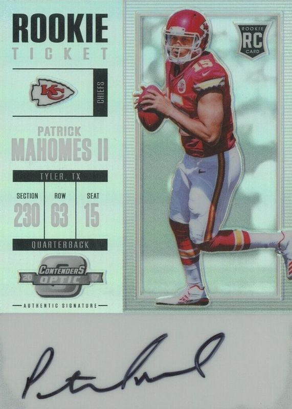 Patrick Mahomes II 2017 Contenders Optic #103 Rookie Ticket Auto