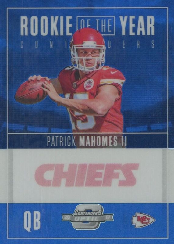 Patrick Mahomes II 2017 Contenders Optic #ROY-3 Rookie of the Year Contenders - Blue /25 PSA 10