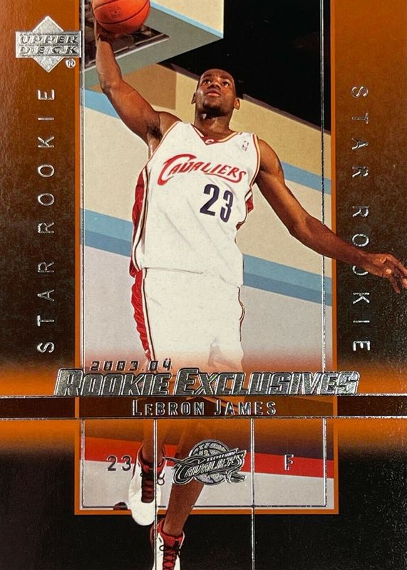 LeBron James 2003 Upper Deck Rookie Exclusives #1 Base Rookie PSA 7