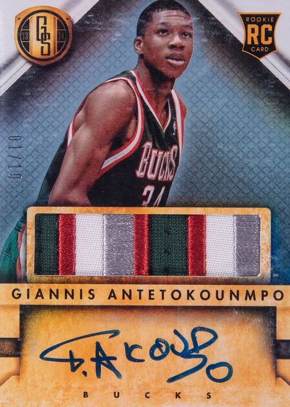 Giannis Antetokounmpo 2013 Gold Standard #231 Rookie Jersey Autographs - Platinum /10 PSA 10