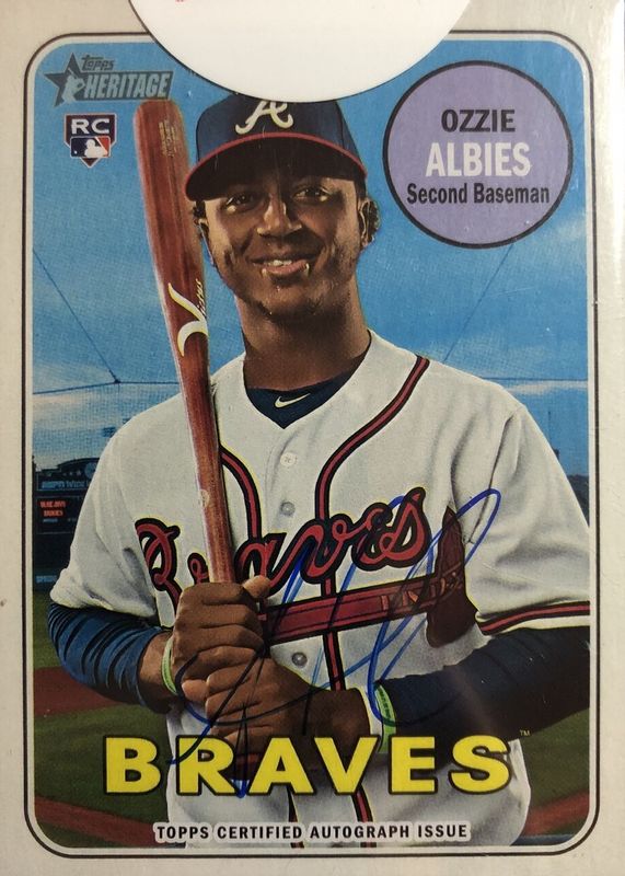 Ozzie Albies 2018 Topps Heritage High Number #ROA-OA Real One Autographs Rookie PSA 8