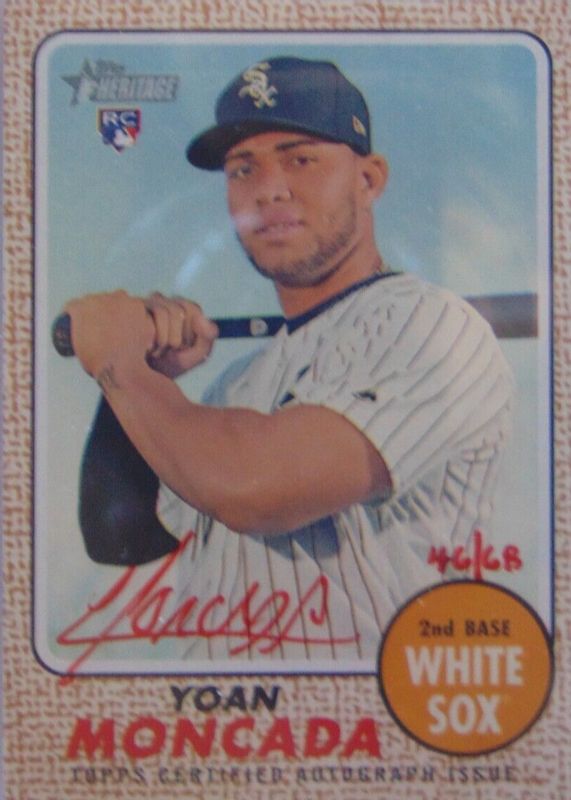 2017 Topps Heritage High Number #ROA-YM Real One Autographs - Red Ink /68 (Bat on Shoulder)