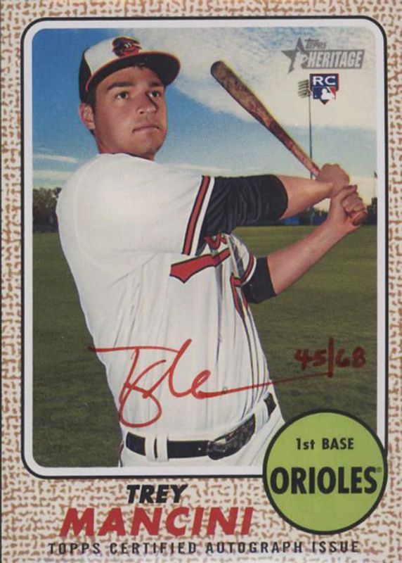 Trey Mancini 2017 Topps Heritage High Number #ROA-TM Real One Autographs - Red Ink /68 Rookie BGS 10 PRISTINE