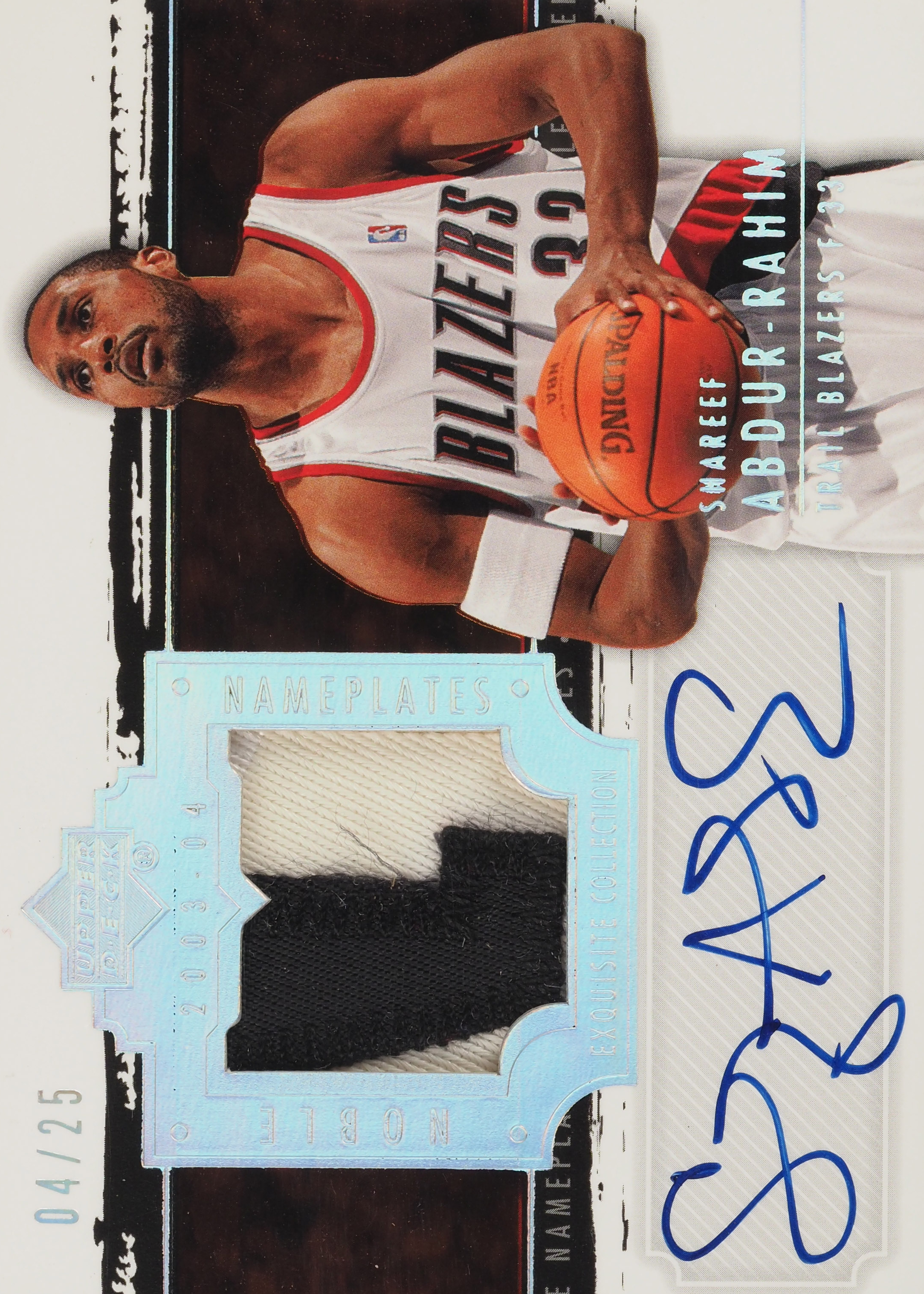Shareef Abdur-Rahim Noble Nameplates #NN-SA front scan.