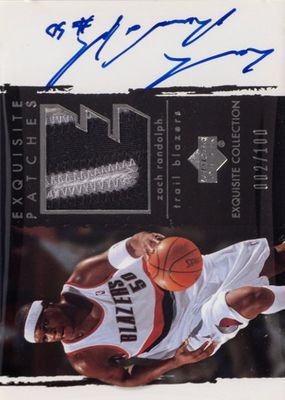 2003 Upper Deck Exquisite Collection #AP-ZR Patches Autographs /100