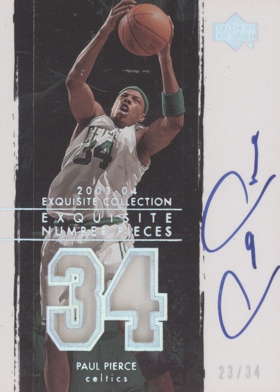 Paul Pierce 2003 Upper Deck Exquisite Collection #NP-PP Number Pieces Patch Autographs (/34) PSA 10