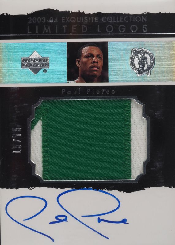 Paul Pierce 2003 Upper Deck Exquisite Collection #LL-PP Limited Logos Patch Autographs /75 PSA 10