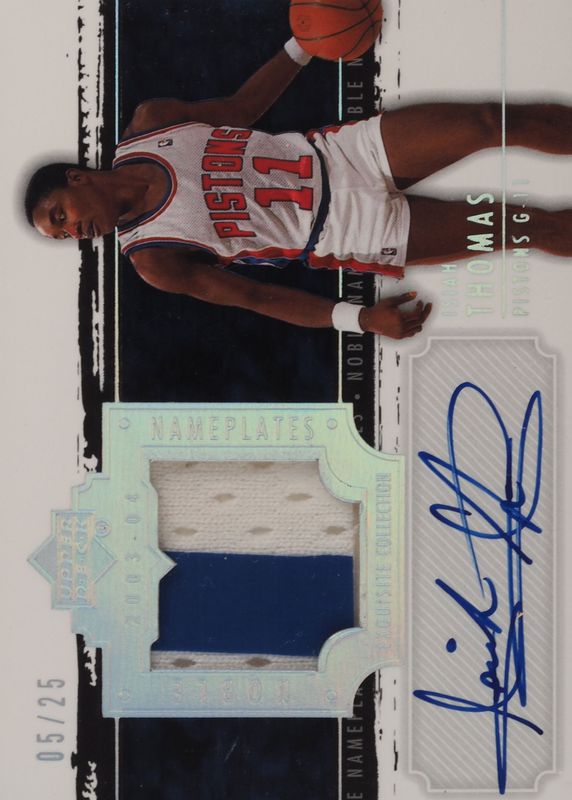 Isiah Thomas 2003 Upper Deck Exquisite Collection #NN-IT Noble Nameplates Patch Autographs /25 PSA 7