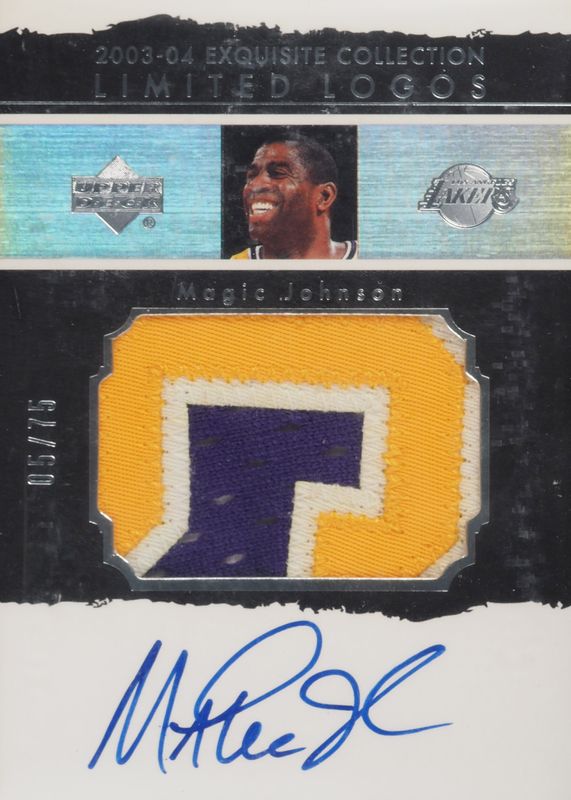 Magic Johnson 2003 Upper Deck Exquisite Collection #LL-MA Limited Logos Patch Autographs /75 PSA 10