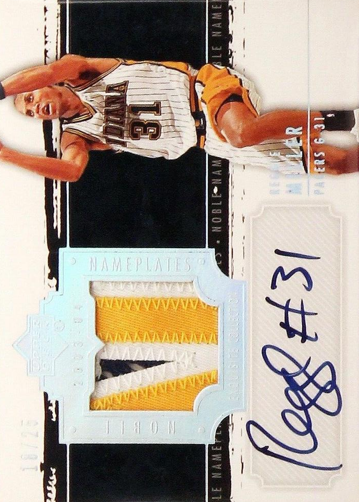 Reggie Miller Noble Nameplates #NN-RM front scan.
