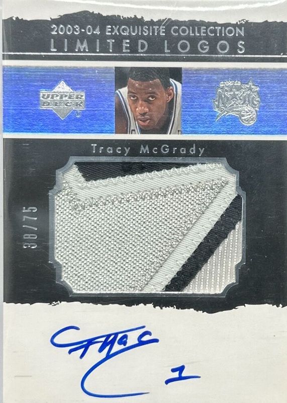 Tracy McGrady 2003 Upper Deck Exquisite Collection #LL-TM Limited Logos Patch Autographs /75 PSA 10