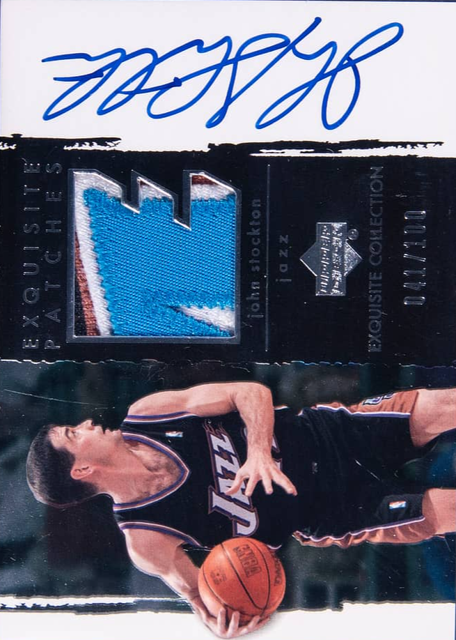 John Stockton Patches Autograph #AP-JS front scan.