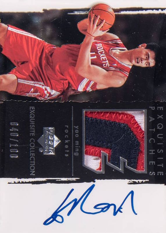 Yao Ming 2003 Upper Deck Exquisite Collection #AP-YM Patches Autographs /100 PSA 8