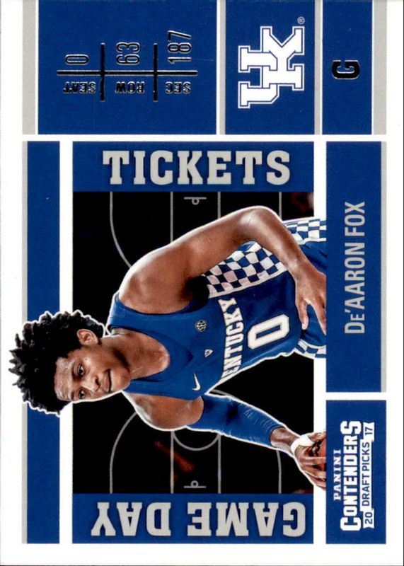 De'Aaron Fox 2017 Contenders Draft Picks #7 Game Day Ticket Rookie PSA 10