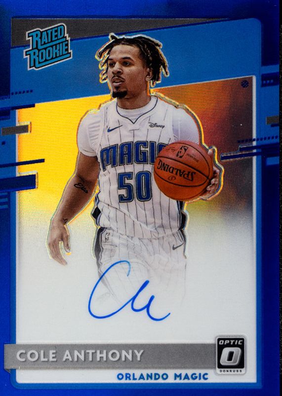 Cole Anthony 2020 Optic #165 Rated Rookie Signatures - Blue /49 PSA 10