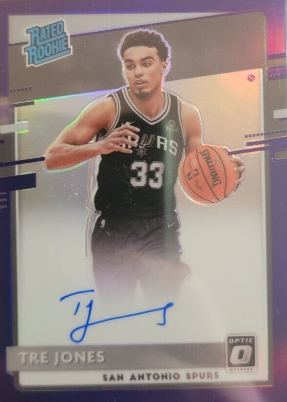 Tre Jones 2020 Optic #188 Rated Rookie Signatures - Purple