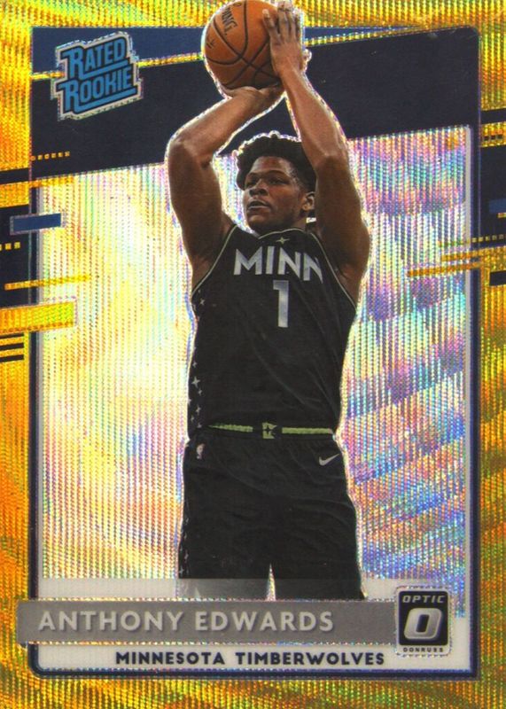 Anthony Edwards 2020 Optic #151 Gold Wave Rookie RAW