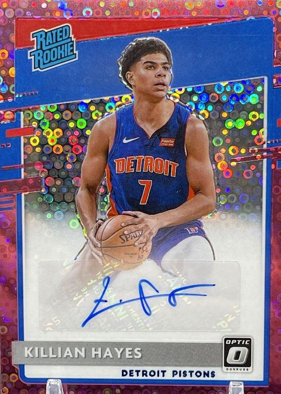 Killian Hayes 2020 Optic #157 Rated Rookie Signatures - Fast Break Pink /20 RAW