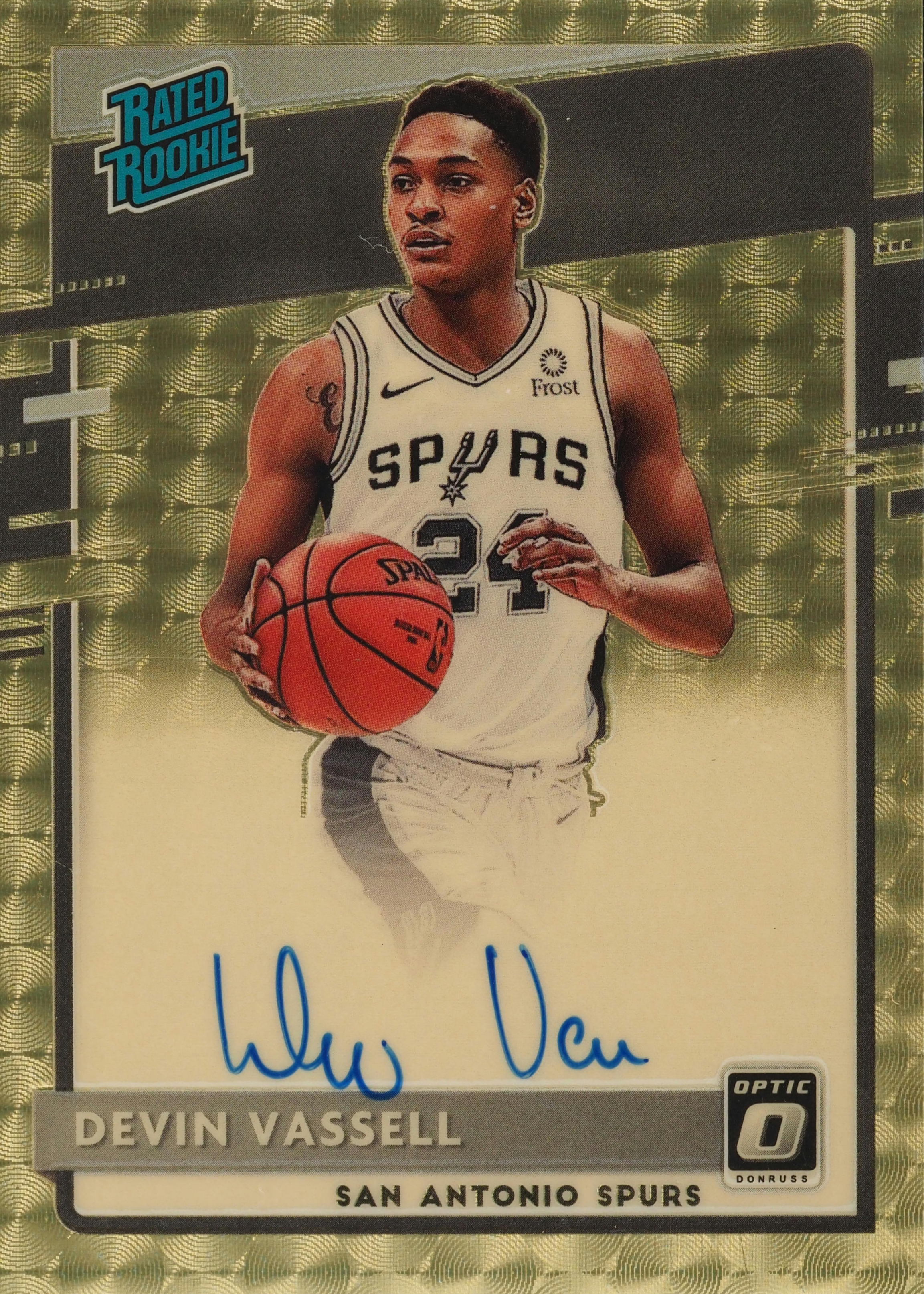 Devin Vassell 2020 Optic #161 Rated Rookie Signatures - Gold Vinyl