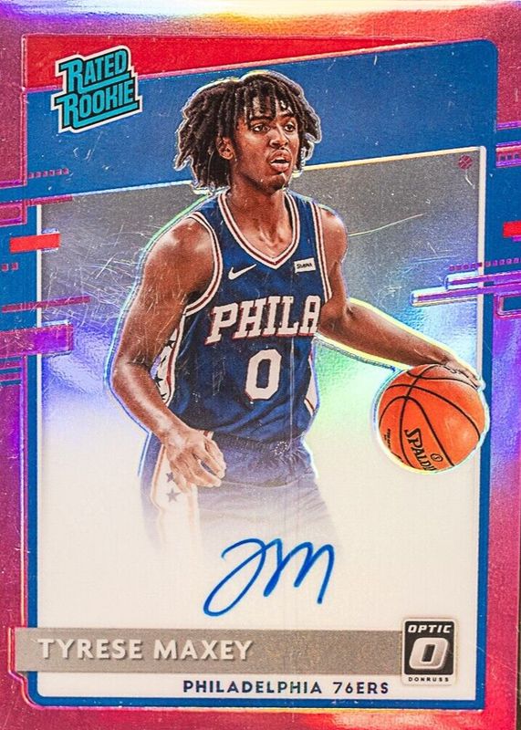 Tyrese Maxey 2020 Optic #171 Rated Rookie Signatures - Pink /25 PSA 10