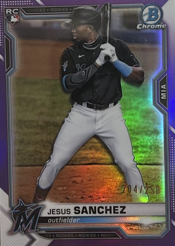 Jesus Sanchez 2021 Bowman Chrome #35 Purple Refractor /250 Rookie BGS 9