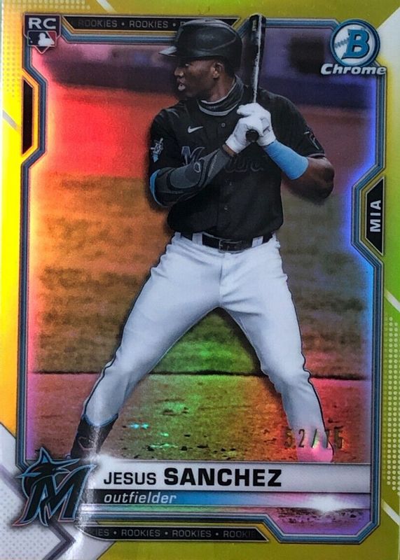 Jesus Sanchez 2021 Bowman Chrome #35 Yellow Refractor /75 Rookie PSA 9