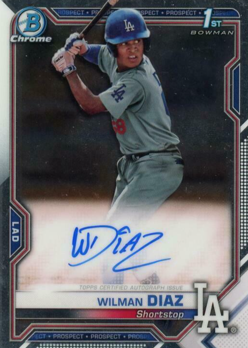 Wilman Diaz 2021 Bowman Chrome #CPA-WD Prospect Auto (1st) Price 